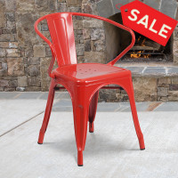 Flash Furniture CH-31270-RED-GG Red Metal Indoor-Outdoor Chair with Arms